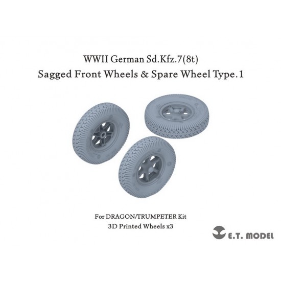 1/35 Sd.Kfz.7 (8t) Sagged Front Wheels & Spare Wheel Type.1 for Dragon/Trumpeter Kit