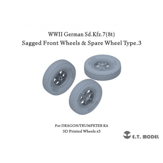1/35 Sd.Kfz.7 (8t) Sagged Front Wheels & Spare Wheel Type.3 for Dragon/Trumpeter Kit