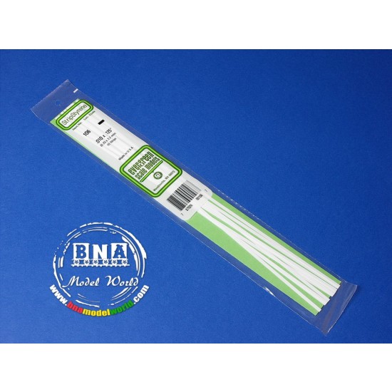 Evergreen White Styrene Strip 0.25mm x 3.2mm (.01"x.125") 10pcs Length