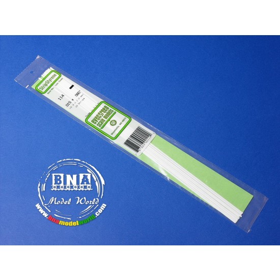 White Styrene Strip 0.38mm x 2.0mm (.015"x.08") 10pcs Length: 35cm (14")