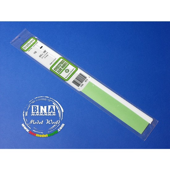 White Styrene Strip 0.38mm x 2.5mm (.015"x.10") 10pcs Length: 35cm (14")