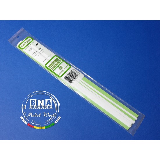 White Styrene Strip 0.38mm x 4.0mm (.015"x.156") 10pcs Length 35cm (14