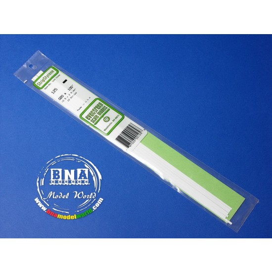 White Styrene Strip 0.5mm x 2.5mm (.02"x.10") 10pcs Length: 35cm (14")
