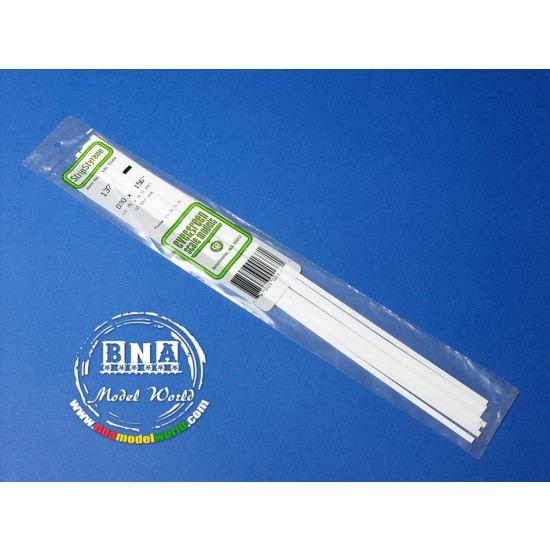 White Styrene Strip 0.75mm x 4.0mm (.03"x.156") 10pcs Length: 35cm (14")