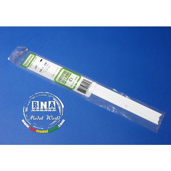 White Styrene Strip 1.0mm x 4.0mm (.04"x.156") 10pcs Length: 35cm (14")