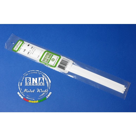 White Styrene Strip 1.0mm x 4.8mm (.04"x.188") 10pcs Length: 35cm (14")