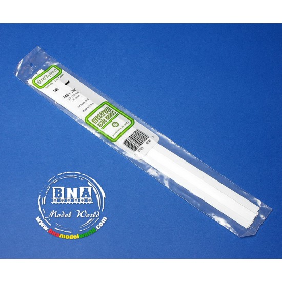 White Styrene Strip 1.0mm x 6.3mm (.04"x.25") 10pcs Length: 35cm (14")