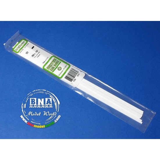 White Styrene Strip 1.5mm x 4mm (.06"x.156") 9pcs Length: 35cm (14")