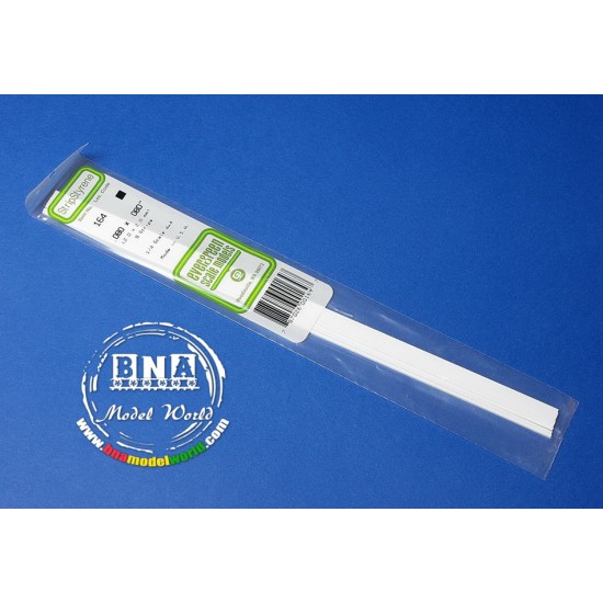 White Styrene Strip 2.0mm x 2.0mm (.08"x.08") 9pcs Length: 35cm (14")