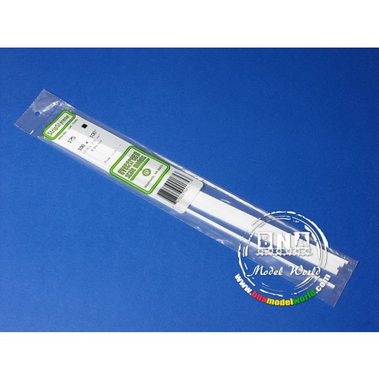 White Styrene Strip 2.5mm x 2.5mm (.10"x.10") 8pcs Length: 35cm (14")