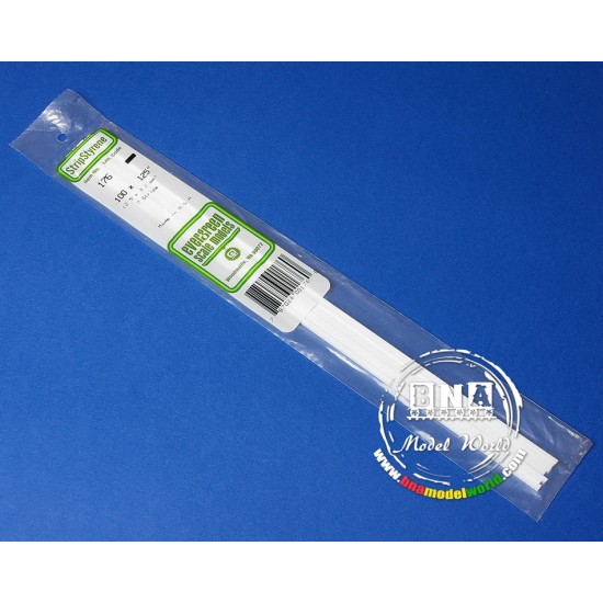 White Styrene Strip 2.5mm x 3.2mm (.10"x.125") 7pcs Length: 35cm (14")