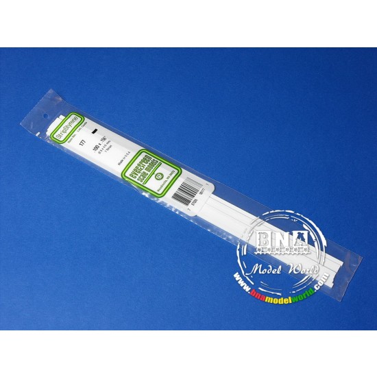 White Styrene Strip 2.5mm x 4.0mm (.10"x.156") 7pcs Length: 35cm (14")