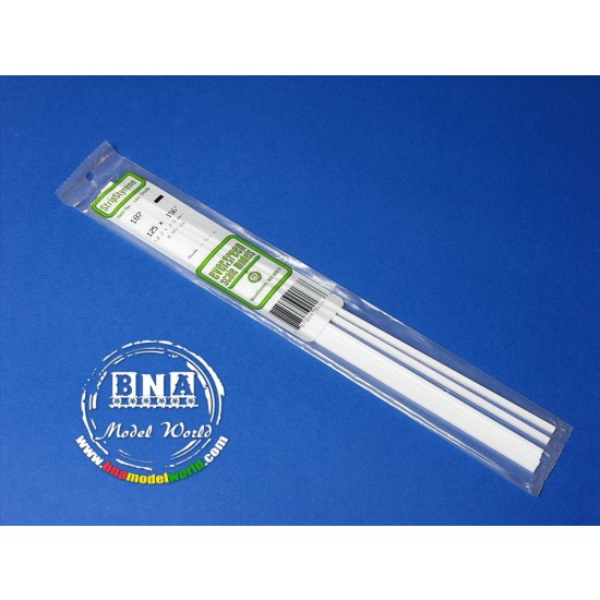 White Styrene Strip 3.2mm x 4.0mm (.125"x.156") 6pcs Length: 35cm (14")