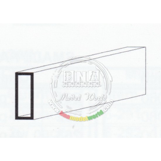 Styrene Rectangular Tubing (Size 6.3x9.5mm/ .25"x.375") 2pcs Length: 35cm (14")