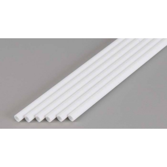 Opaque White Styrene Round Tubing Diameter: 3.2mm/.125" - 8pcs Length: 60cm (24")