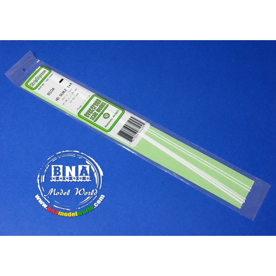Styrene HO Scale Strips (Size: 0.3mm x 1.1mm; Scale: 1 x 4) Length: 35cm 10pcs