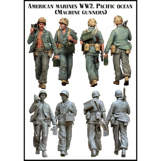1/35 WWII American Marines (Machine Gunners) Pacific Ocean Set #2 (2 Figures)