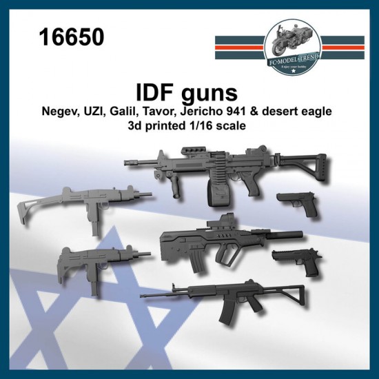 1/16 IDF Guns: Negev, Uzi, Galil, Tavor, Jericho 941, Desert Eagle