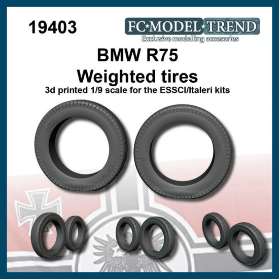 1/9 BMW R12 Weighted Tyres for Esci/Italeri/Dragon Kits