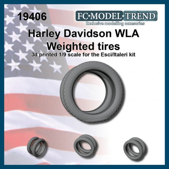 1/9 Harley Davidson WLA Weighted Tyres for Esci/Italeri Kit