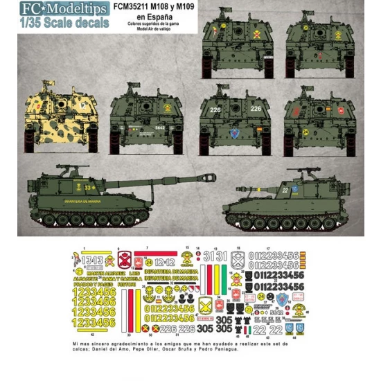 Decals for 1/35 M108 and M109 in Spain