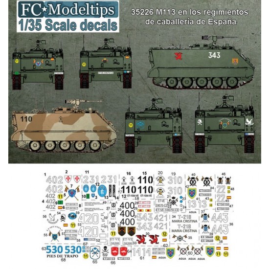 Decals for 1/35 Spanish Cavalry Regiments M113