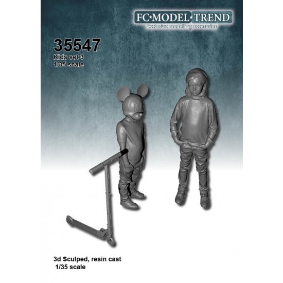 1/35 Kids Set Vol.3 (2 kids & 1 scooter)