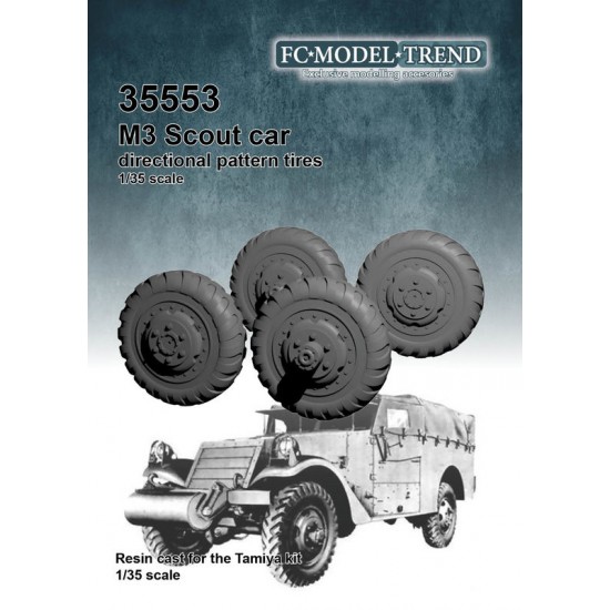 1/35 M3 Scout Car Directional Pattern Tyres Wheels for Tamiya kits