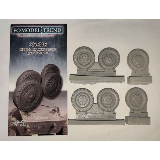 1/35 M8 Greyhound Highway Pattern Tyres for Tamiya M8/M20 kits