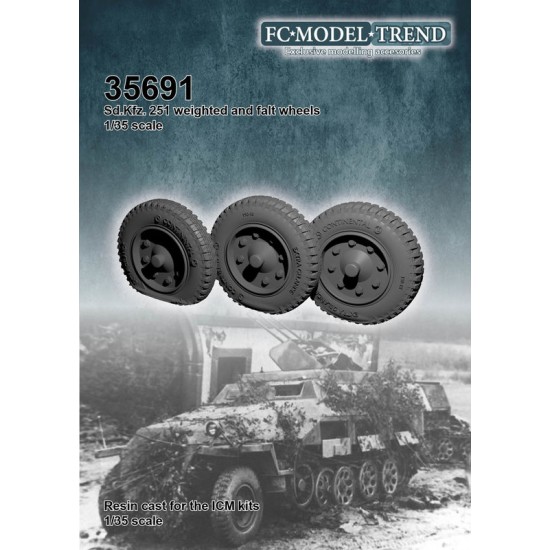 1/35 SdKfz 251 Weighted & Flat Wheels for ICM kits