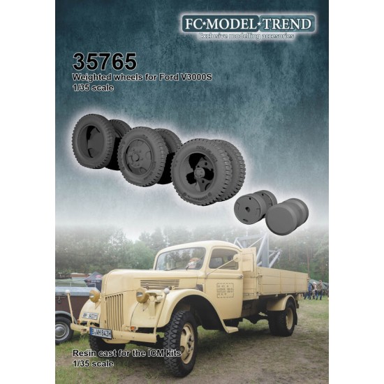 1/35 Ford V3000S Weighted Wheels for ICM Kit