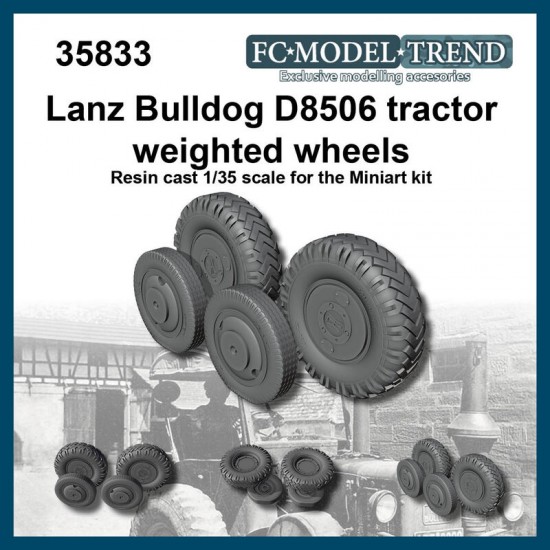 1/35 Lanz Bulldog D8505 Tractor Weighted Wheels for MiniArt kits