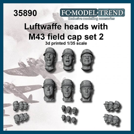 1/35 Luftwaffe Heads w/M-43 Cap Set #2