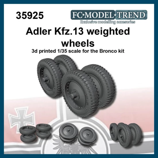 1/35 Kfz. 13 Adler Weighted Wheels for Bronco kit