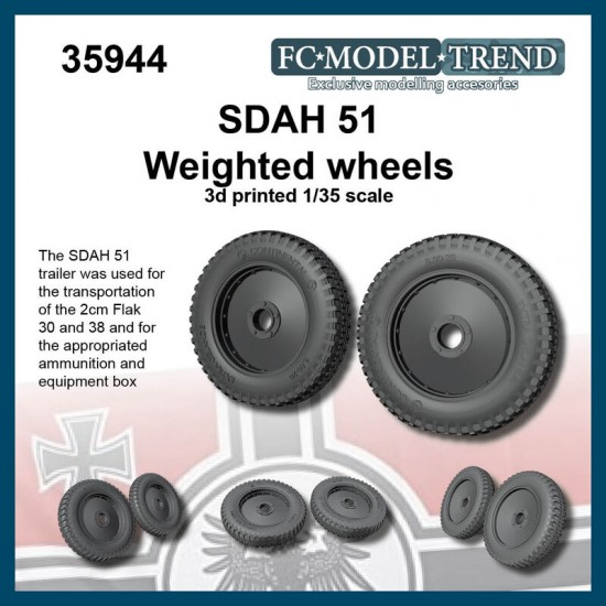 1/35 SdAh 51 Trailer Flak 30/38 Weighted Wheels