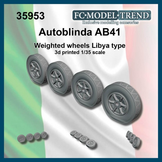 1/35 Autoblinda AB41 "Lybia" Weighted Wheels for Italeri kits
