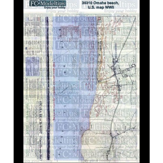 1/35 Self-adhesive Paper Base - WWII US Map of Omaha Beach D-day