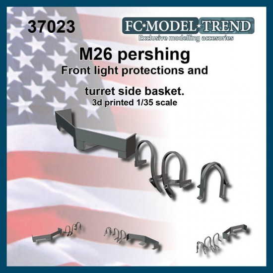 1/35 M26 Pershing Front Lights Protections and Turret Side Basket