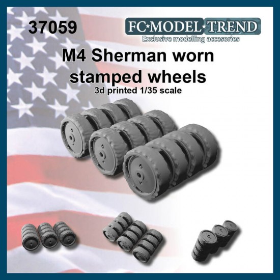 1/35 M4 Sherman Stamped Worn Wheels