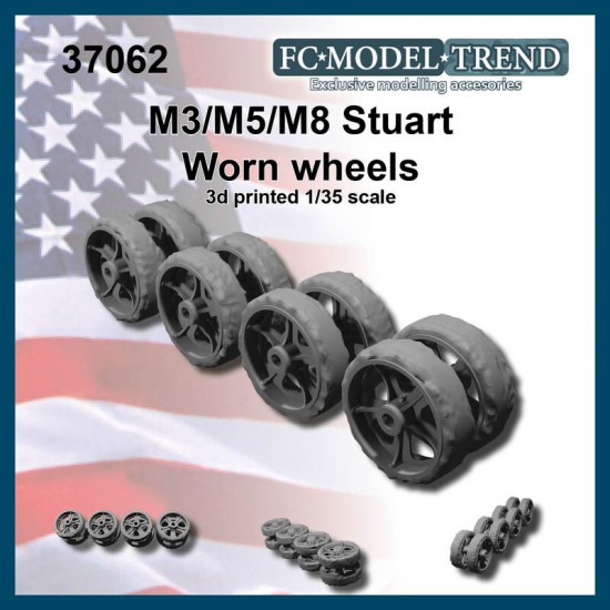 1/35 M3/5/8 Stuart Worn Wheels