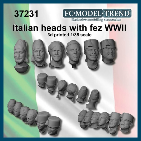 1/35 Italian Soldier Heads w/Fez