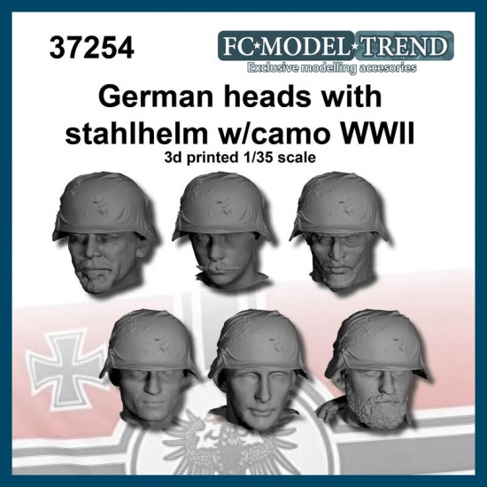 1/35 WWII German Heads with Camouflaged Helmet