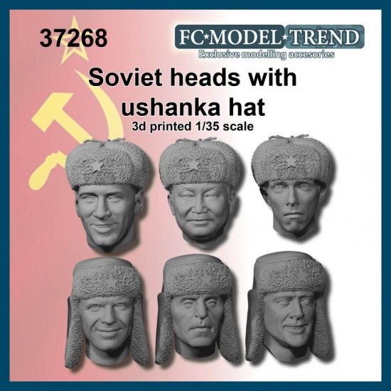 1/35 WWII Soviet Soldier Heads with Ushanka Hats