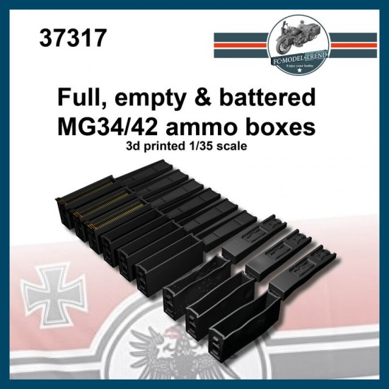 1/35 German MG34 Full, Empty and Battered Ammo Boxes