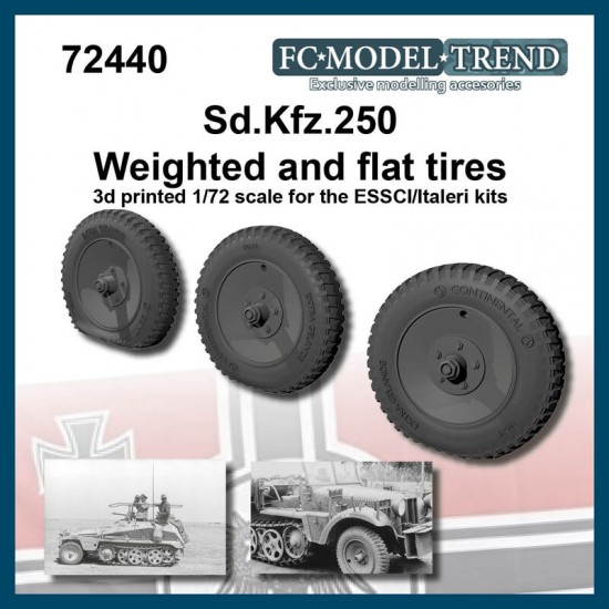 1/72 Sdkfz 250 Weighted Wheels & Flat Wheel for Esci/Italeri kits.