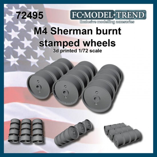 1/72 M4 Sherman Burnt Solid Wheels