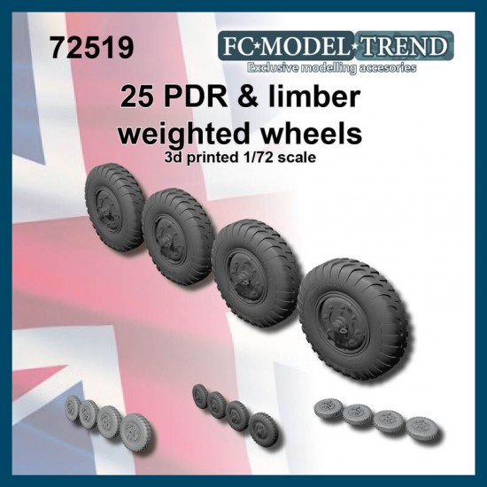 1/72 25 PDR Gun & Limber Weighted Wheels