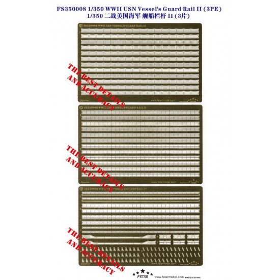 1/350 WWII USN Vessel's Guard Rail II (3 Photo-Etched Sheets)