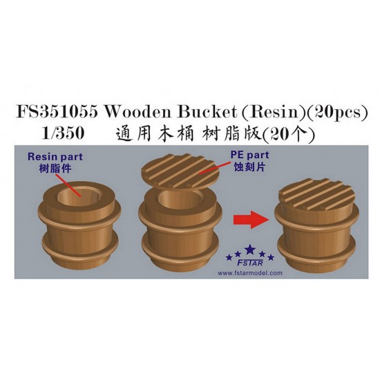 1/350 Wooden Bucket (Resin, 20pcs)