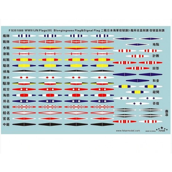 1/350 WWII Japanese Navy Warship Flag Decals 3 (Ship Name Distinction Flag & Signal Flag)